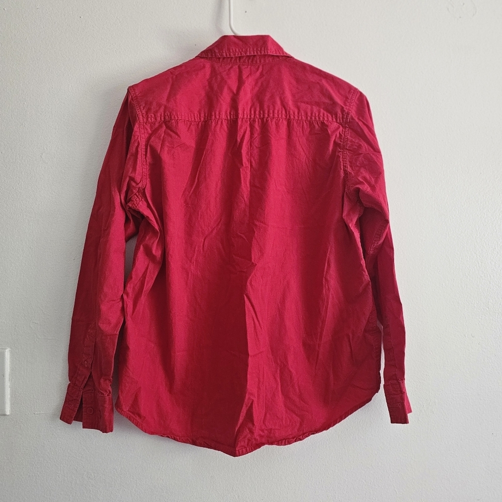 Vintage Disney Mickey & Pluto Christmas Red Long Sleeve Button Up Blouse Medium - Picture 4 of 6